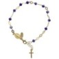 Bracelet argent 925 °/°° chaine doree , grains facettes Ø 3 mm (3 g) medaille VM & croix. Livre en boite. Plusieurs couleurs